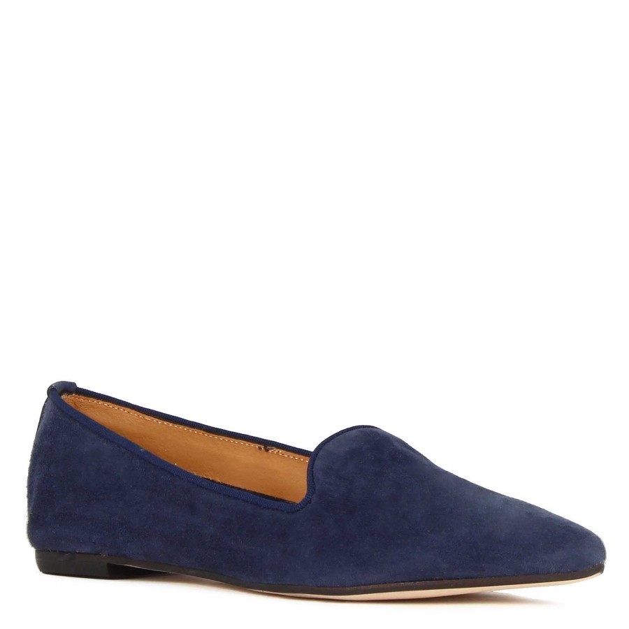 Leonardo Tanzer | Spitze Ballerinas Fur Damen Aus Blauem Wildleder