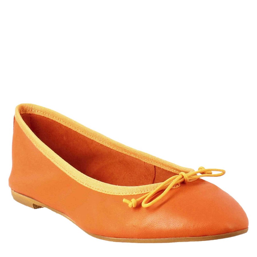 Leonardo Tanzer | Leichte Orangefarbene Damen-Ballerinas Aus Glattleder