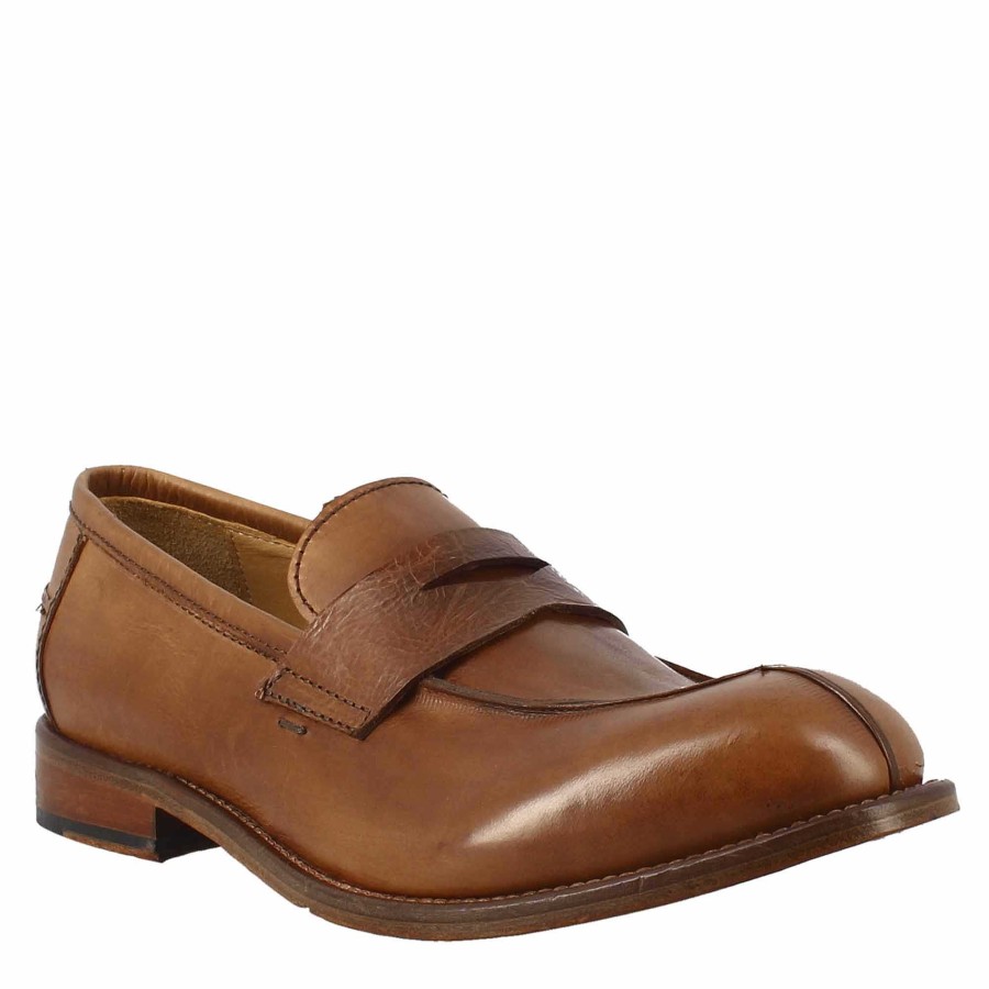 Leonardo Mokassins | Eleganter Vintage Beige Herren-Loafer Aus Glattleder