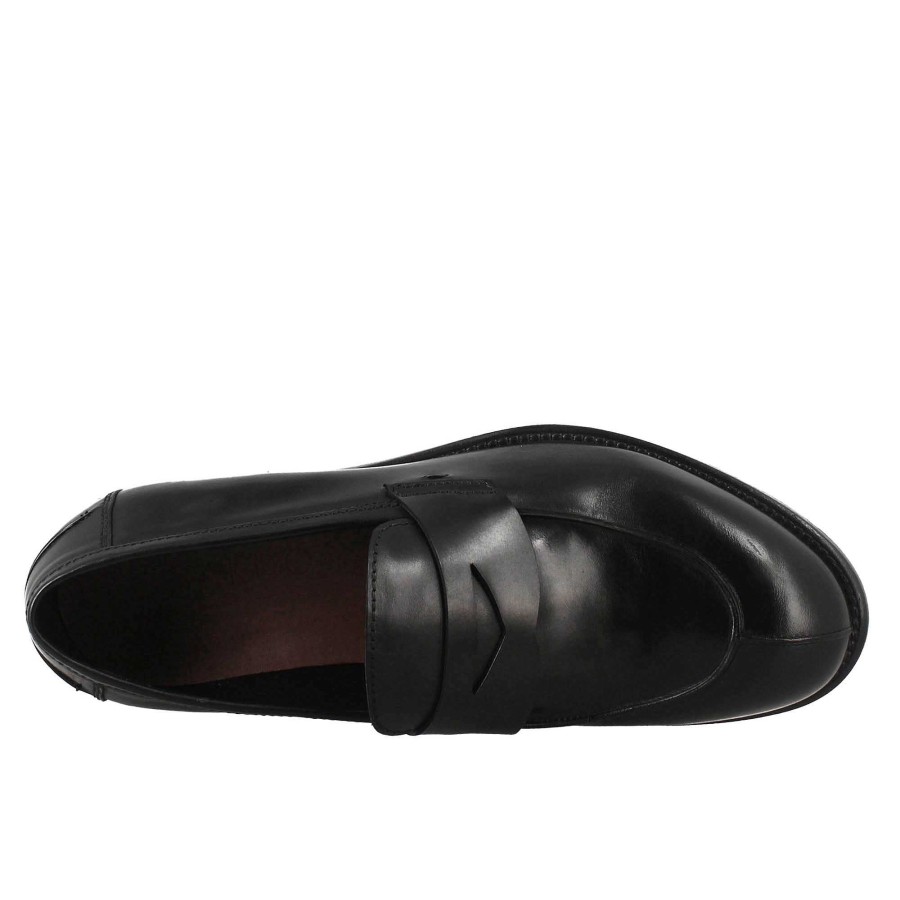 Leonardo Mokassins | Eleganter Schwarzer Vintage-Herren-Loafer Aus Glattleder