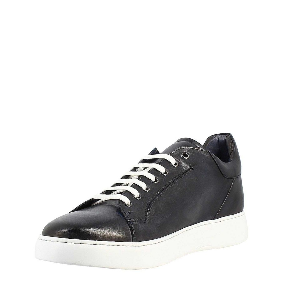 Leonardo Turnschuhe | Eleganter Blauer Herren-Sneaker Aus Glattleder