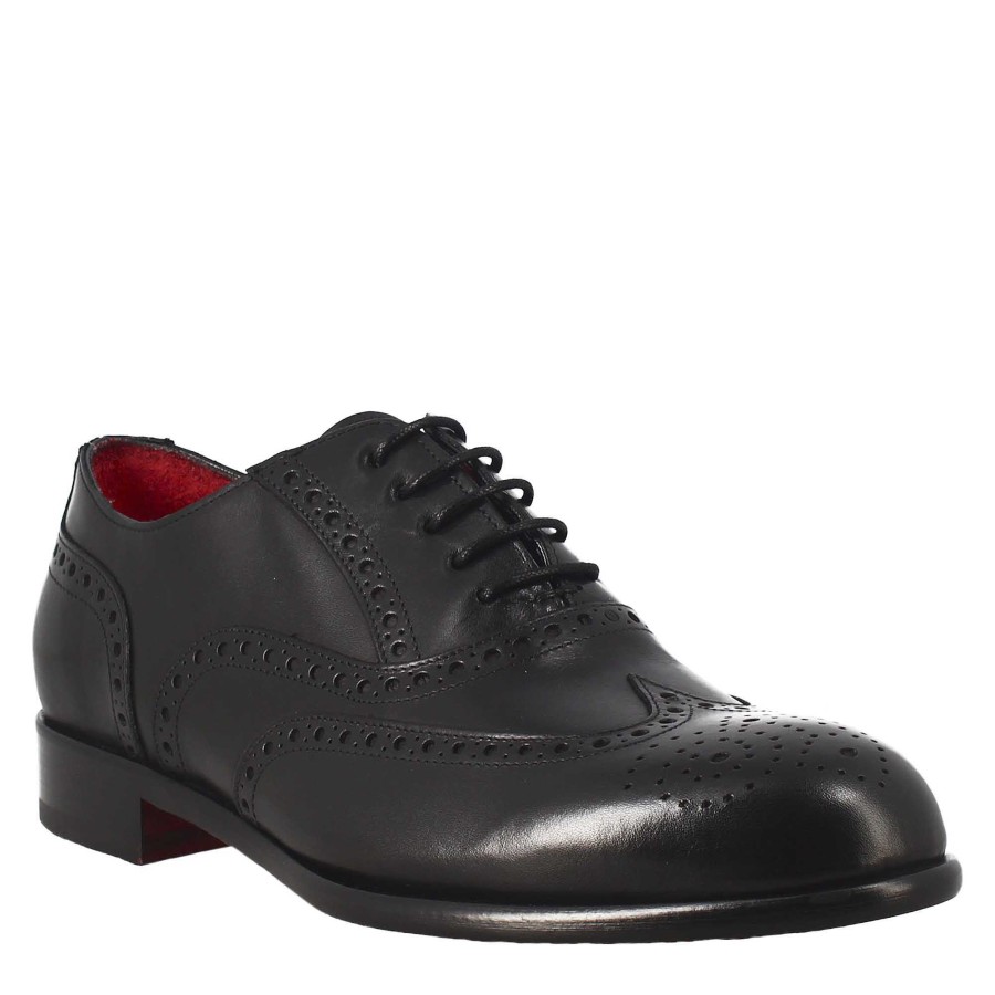 Leonardo Schnuren | Eleganter Schwarzer Oxford-Brogue Fur Herren Aus Leder