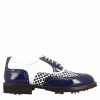 Leonardo Golf | Damen-Golfschuhe In Blau Und Weis Mit Handgefertigten Leder-Brogue-Details