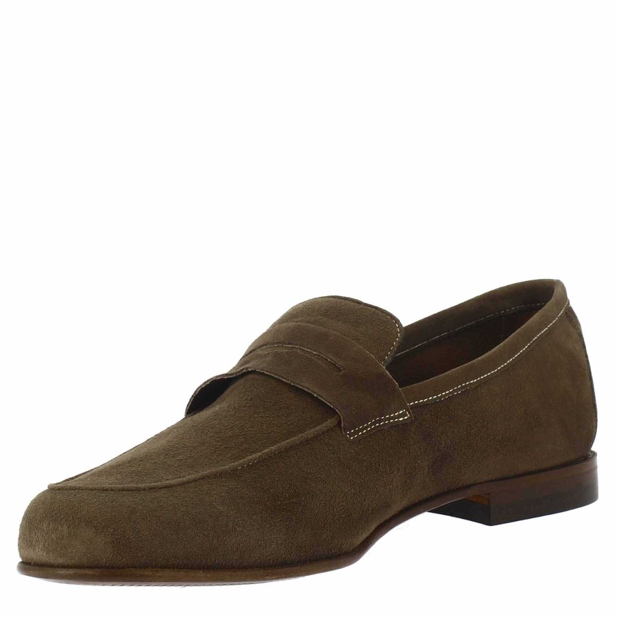 Leonardo Mokassins | Handgefertigte Herren-Slip-On-Loafer Aus Taupefarbenem Wildleder