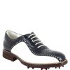 Leonardo Golf | Handgefertigte Damen-Golfschuhe Aus Weis-Blauem Kokosnuss-Vollnarbenleder