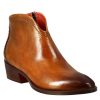 Leonardo Stiefeletten | Glatte Damenstiefelette Mit Mittlerem Absatz Aus Hellbraunem Leder