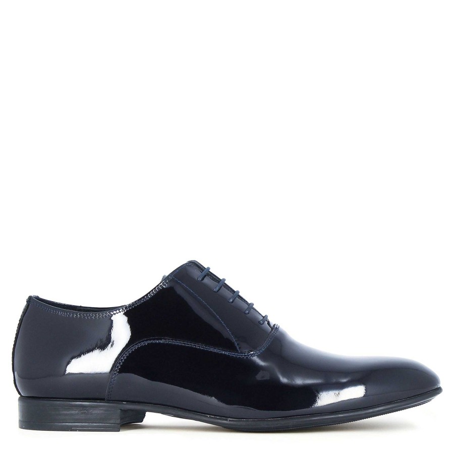 Leonardo Schnuren | Elegante Herren-Brogues Aus Blauem Lackleder Fur Zeremonien