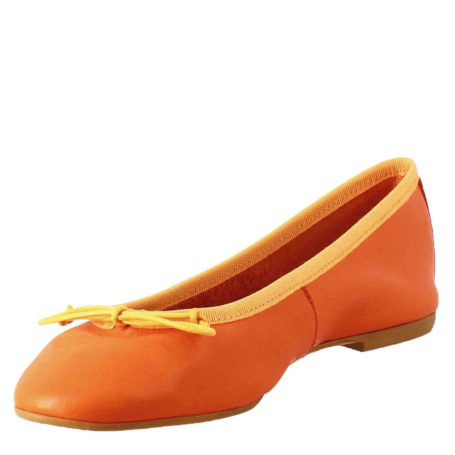 Leonardo Tanzer | Leichte Orangefarbene Damen-Ballerinas Aus Glattleder