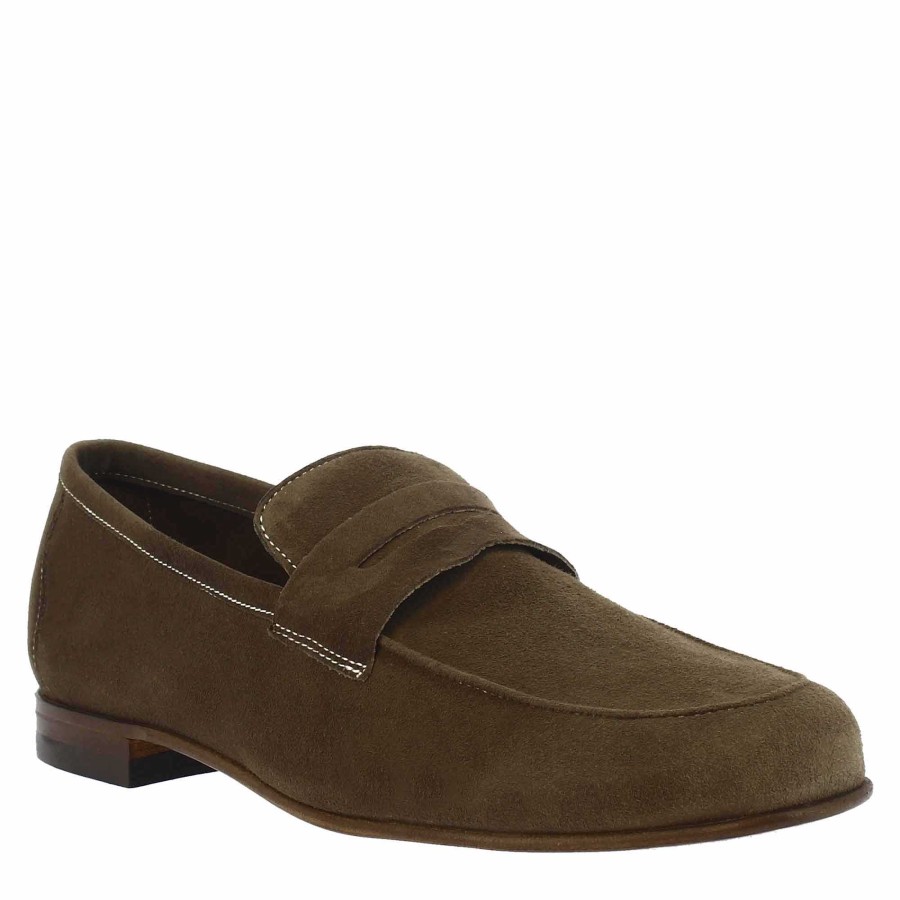 Leonardo Mokassins | Handgefertigte Herren-Slip-On-Loafer Aus Taupefarbenem Wildleder