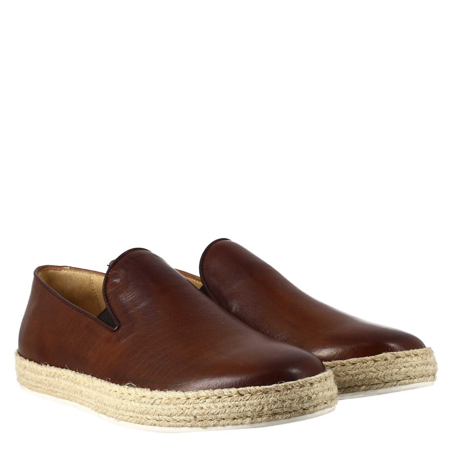 Leonardo Turnschuhe | Eleganter Brandy Brown Herren-Sneaker Aus Glattleder