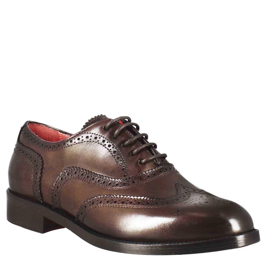 Leonardo Schnuren | Damen-Oxfords Mit Brogue-Details Aus Dunkelbraunem Leder