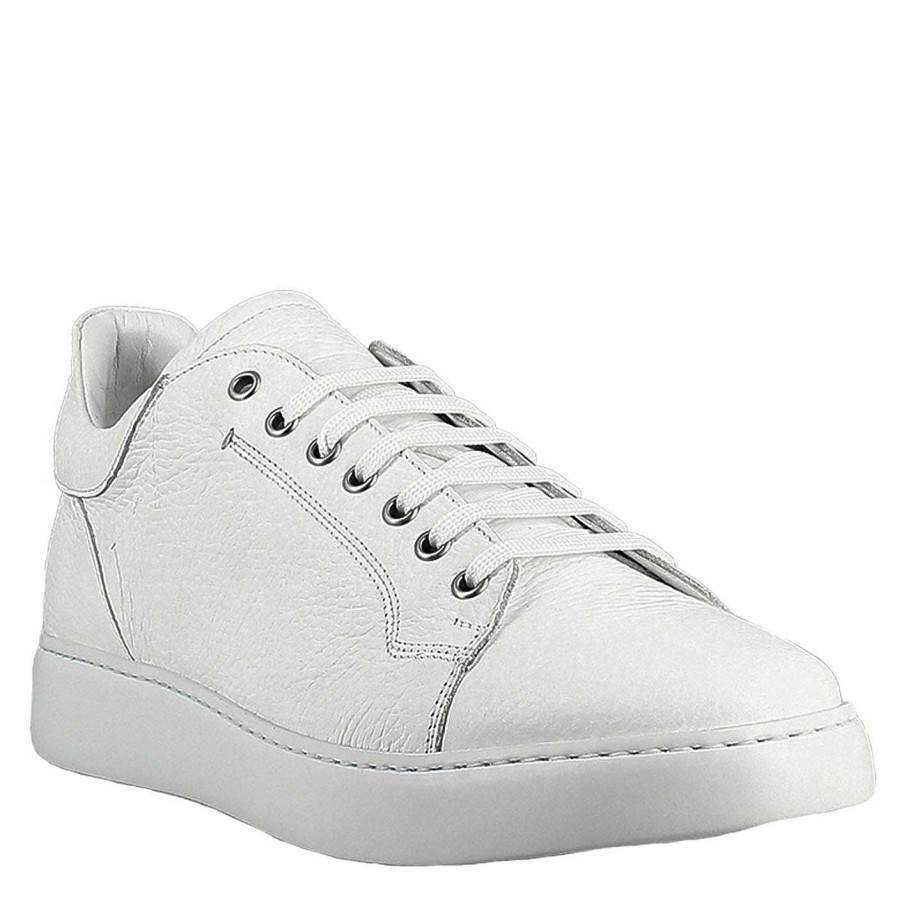 Leonardo Turnschuhe | Eleganter Weiser Herren-Sneaker Aus Glattleder