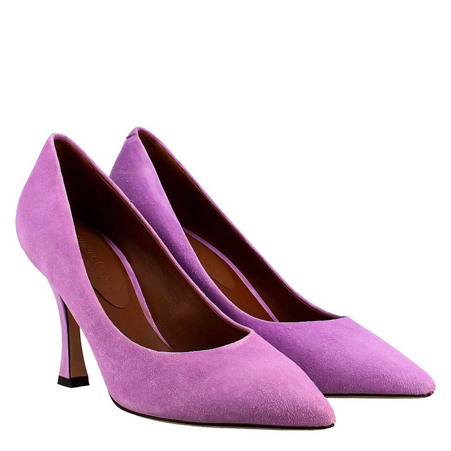 Leonardo Pumps | Spitze Pumps Fur Damen Aus Fliederfarbenem Wildleder