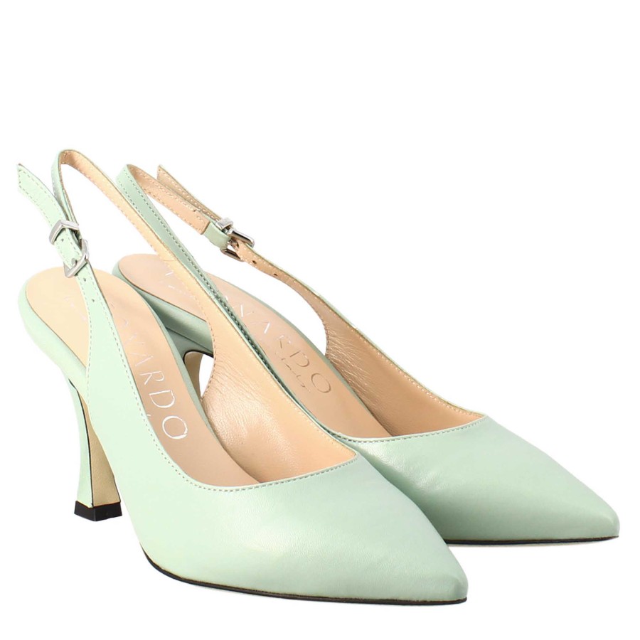 Leonardo Pumps | Damen-Dekollete-Pumps Mit Hohem Absatz Aus Grunem Leder