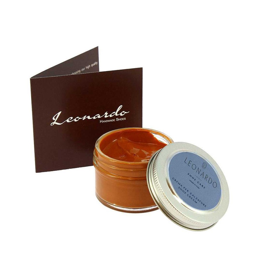 Leonardo Schuhputzset | Hellbraune Creme-Schuhcreme Fur Lederschuhe 50 Ml