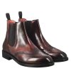 Leonardo Stiefeletten | Damen-Chelsea-Stiefel Mit Brogue-Details Aus Burgunderrotem Leder