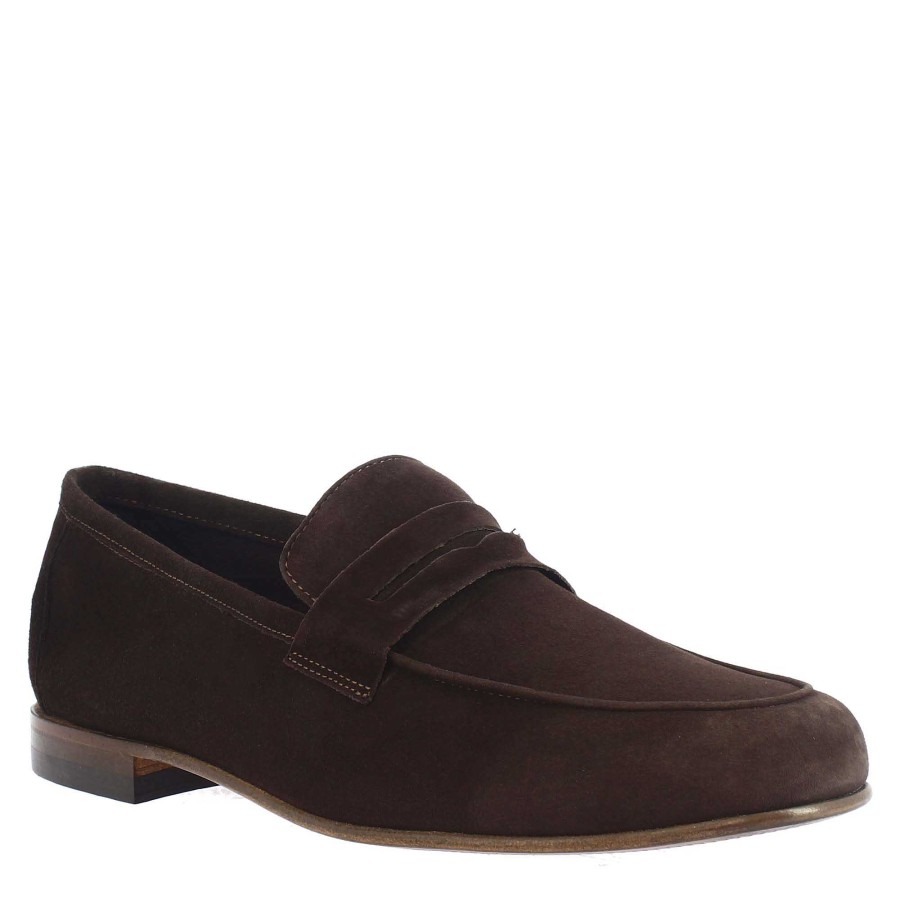 Leonardo Mokassins | Handgefertigte Herren-Slip-On-Mokassins Aus Dunkelbraunem Wildleder