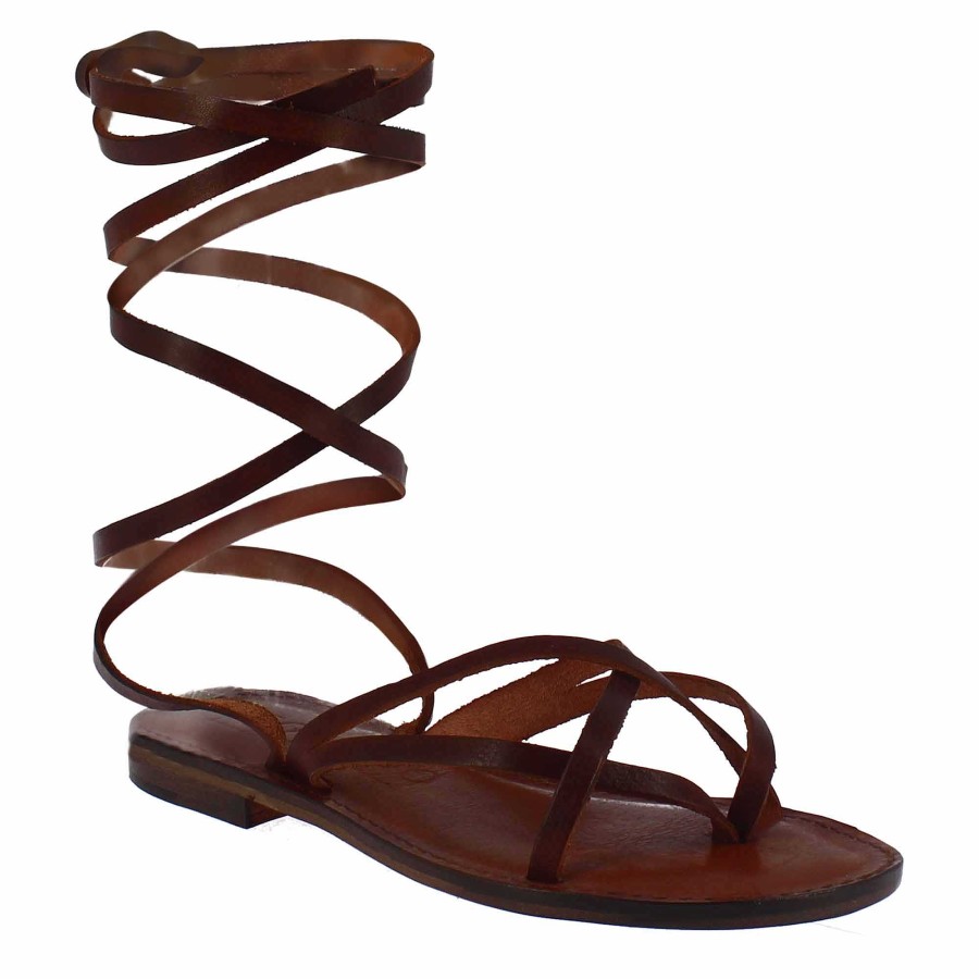 Leonardo Sandalen | Eclipse Damen-Sandalen Im Antiken Romischen Stil Aus Braunem Leder