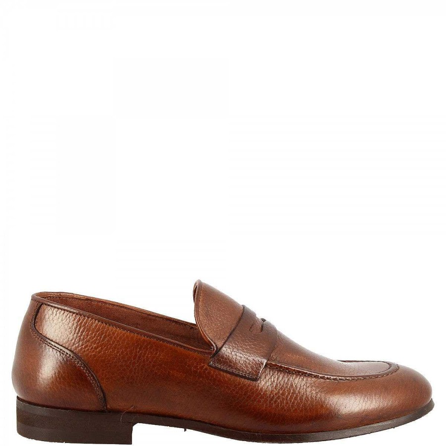 Leonardo Mokassins | Elegante Herren-Loafer Mit Abgerundeter Spitze, Handgefertigt Aus Brandy-Leder