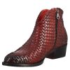 Leonardo Stiefeletten | Damen-Stiefelette Aus Gewebtem Leder Mit Mittlerem Absatz, Rote Farbe