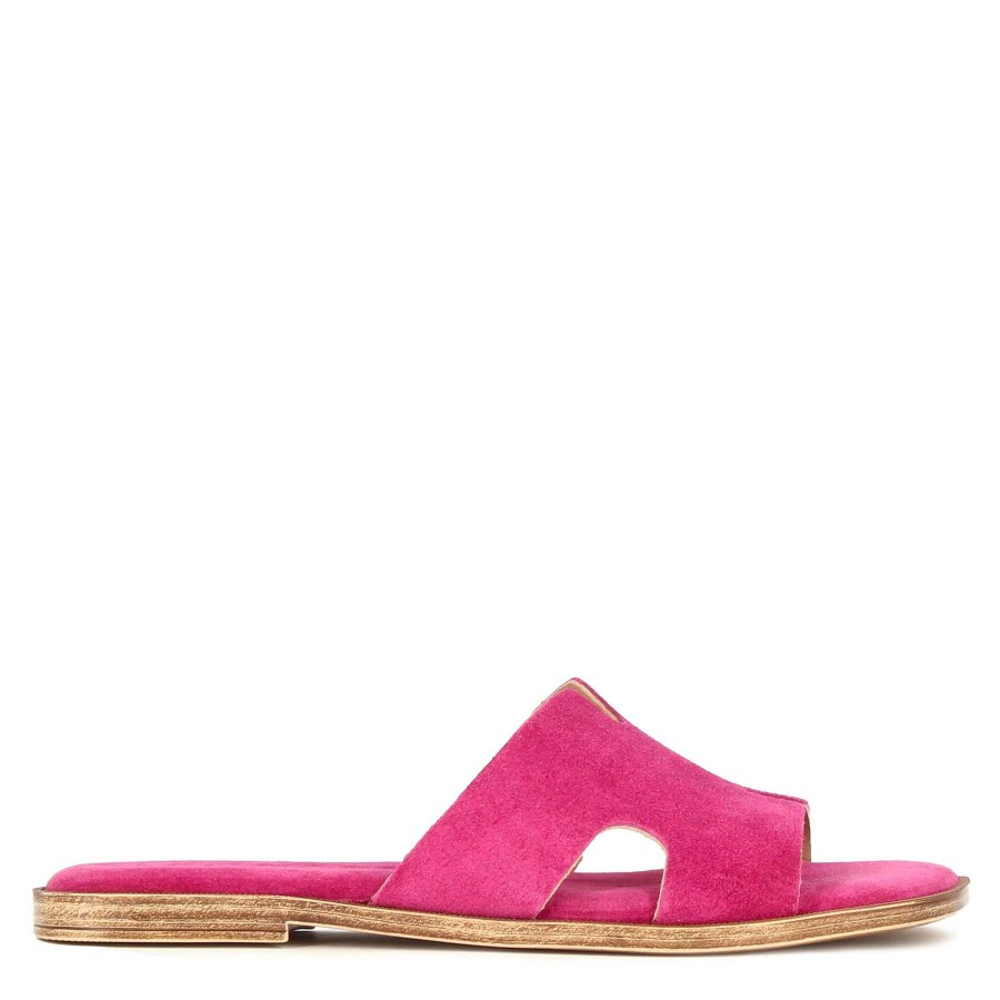 Leonardo Sandalen | Rosa Wildleder-Hausschuhe Fur Damen