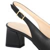 Leonardo Pumps | Damen-Slingback-Dekollete Aus Schwarzem Leder Mit Mittlerem Absatz