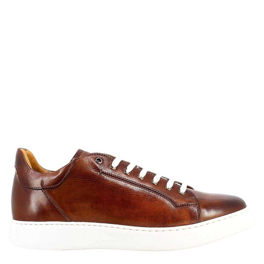 Leonardo Turnschuhe | Eleganter Brauner Herren-Sneaker Aus Glattleder