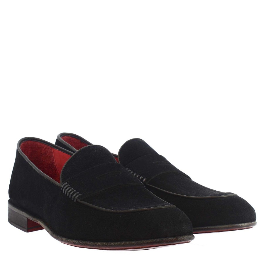 Leonardo Mokassins | Eleganter Schwarzer Herren-Loafer Aus Wildleder