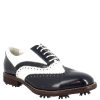 Leonardo Golf | Zweifarbige Weise Und Blaue Damen-Golfschuhe Aus Leder