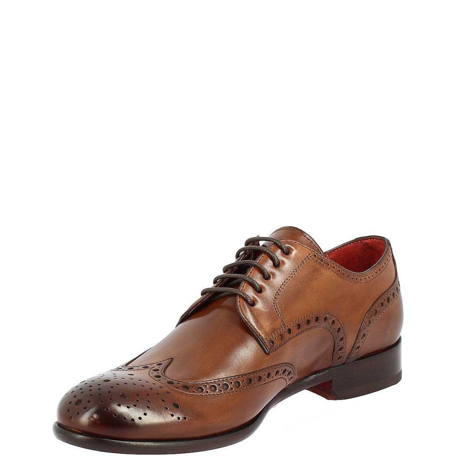 Leonardo Schnuren | Handgefertigte Herren-Brogue-Schuhe Aus Brandy-Leder