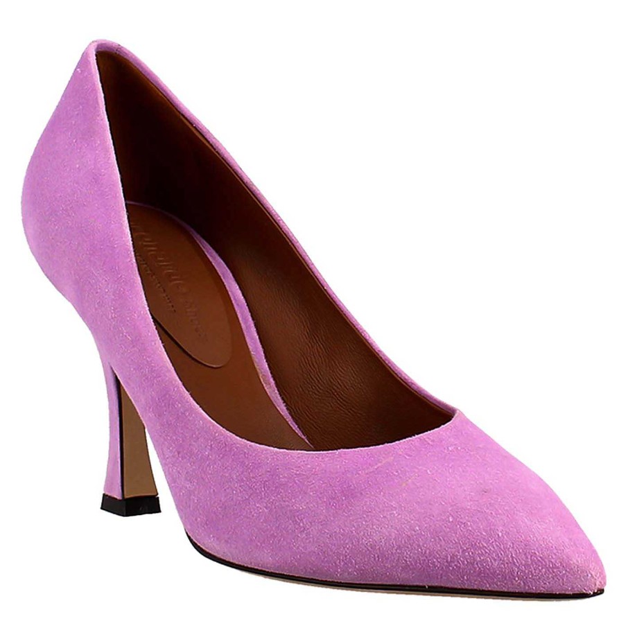 Leonardo Pumps | Spitze Pumps Fur Damen Aus Fliederfarbenem Wildleder