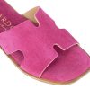 Leonardo Sandalen | Rosa Wildleder-Hausschuhe Fur Damen