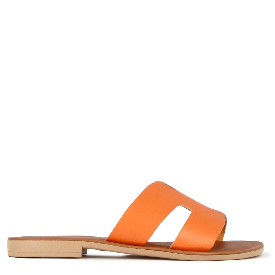 Leonardo Sandalen | Damen-Hausschuhe Aus Orangefarbenem Leder