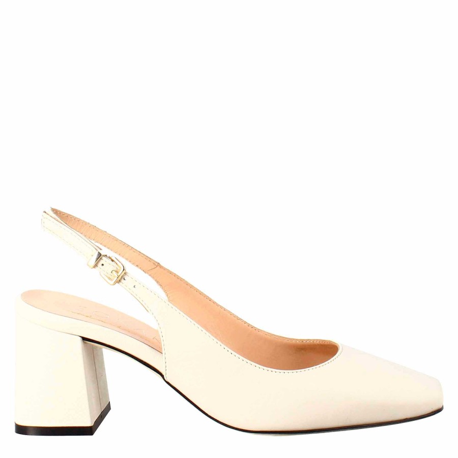 Leonardo Pumps | Spitze Damen-Slingback-Pumps Aus Cremefarbenem Leder