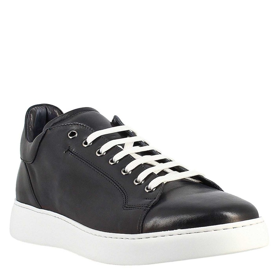 Leonardo Turnschuhe | Eleganter Blauer Herren-Sneaker Aus Glattleder