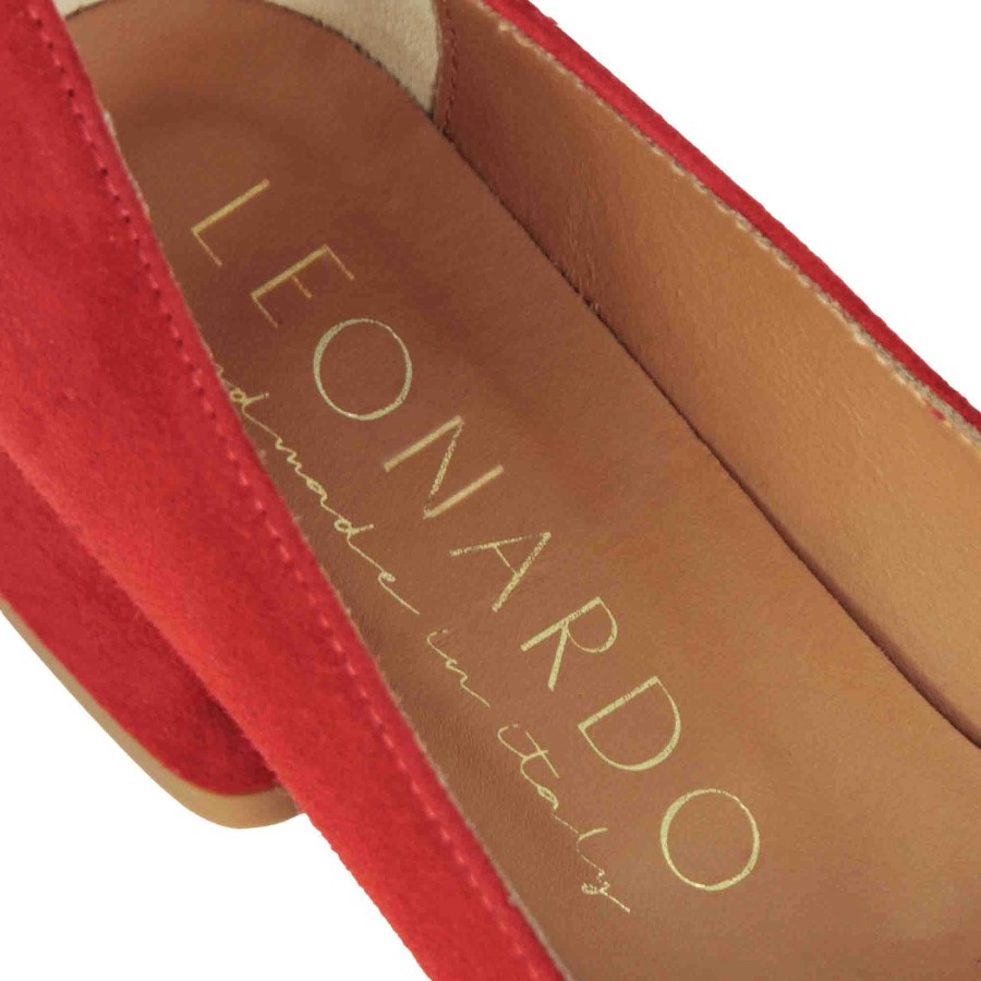 Leonardo Pumps | Klassisches Dekollete Fur Damen Aus Rotem Wildleder