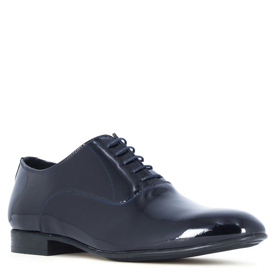 Leonardo Schnuren | Elegante Herren-Brogues Aus Blauem Lackleder Fur Zeremonien