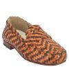 Leonardo Mokassins | Damen-Loafer Aus Braunem Und Orangefarbenem Gewebtem Leder